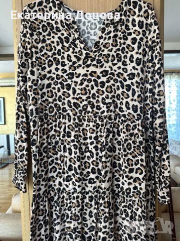 Дълга рокля леопардов принт, снимка 2 - Рокли - 46102884