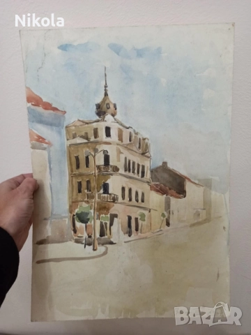 Стар видински акварел 64 год от лич. колекция , снимка 3 - Антикварни и старинни предмети - 51971475