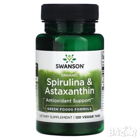 Swanson Био спирулина и астаксантин, 120 таблетки, снимка 1 - Хранителни добавки - 45967892