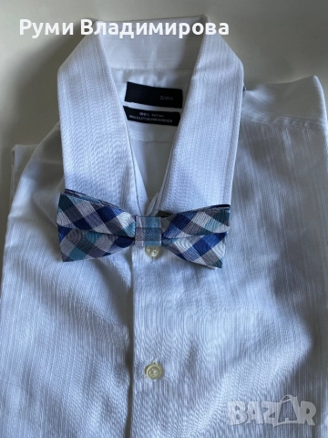 Синя папийонка от 100 % коприна