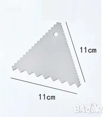 триъгълна метална декорираща текстурна назъбена триъгълна шпатула пластмасова за декориране на торта, снимка 2 - Аксесоари за кухня - 46940522