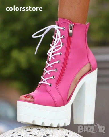 Летни боти на ток - циклама кожа - 74 , снимка 2 - Сандали - 32787490