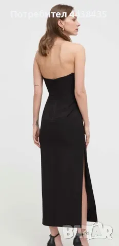 Миди черна рокля с деколте, снимка 4 - Рокли - 49809568