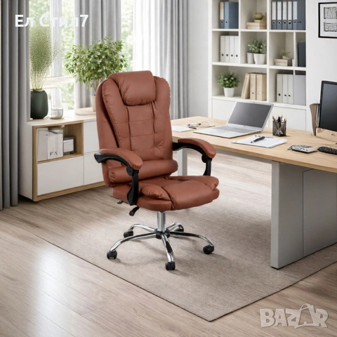 Ергономичен офис стол с лумбална опора от еко кожа – комфорт за дълги часове без болки, снимка 3 - Столове - 53157473