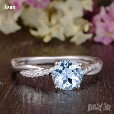 сребърен пръстен със сертифициран камък в кутия и сертификат, снимка 3 - Пръстени - 53344209