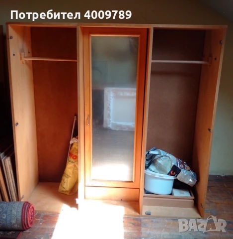 Гардероб Масив С Огледало И Надстройка, снимка 3 - Гардероби - 50590581