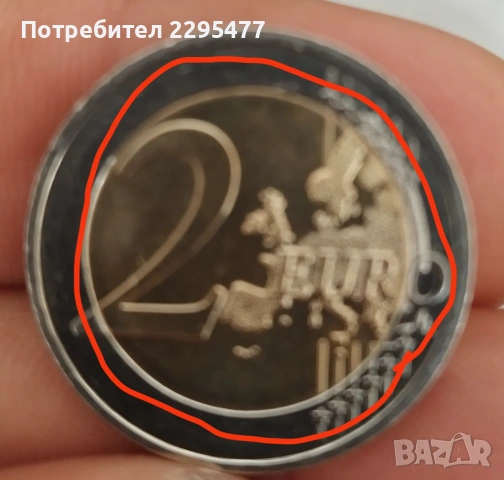 Грешка при отсичане, 2 евро България , снимка 2 - Нумизматика и бонистика - 53966516