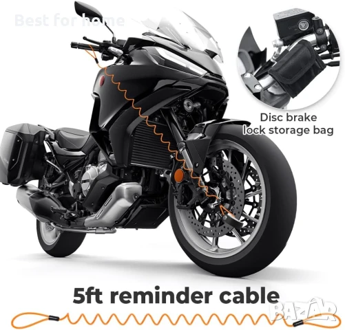 YOHOOLYO Дискова ключалка за аларма против кражба за мотоциклет ,велосипеди,  скутери, снимка 6 - Аксесоари и консумативи - 50591403