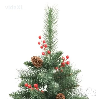 vidaXL Изкуствена коледна елха с шишарки и горски плодове 210 см(SKU:357708), снимка 3 - Други - 48268672