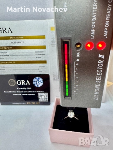 Сребърен пръстен с мойсанит (Диамант) 2 карата, снимка 15 - Пръстени - 51782457