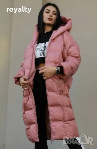 Розаво дълго дамско зимно яке , снимка 3 - Якета - 49181088