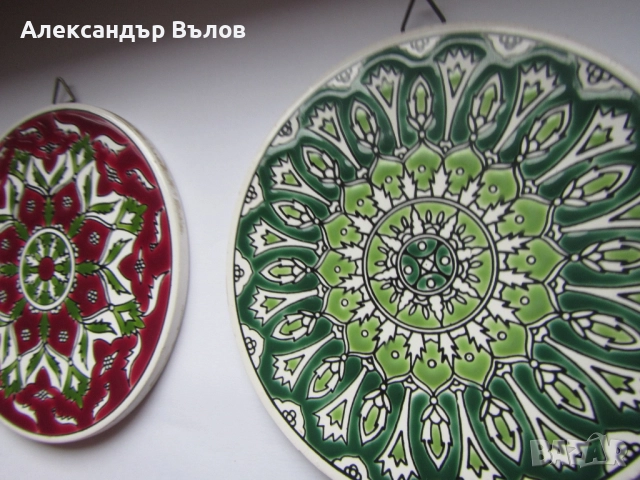 Две стари подложки за чаши или декорация за стена Pandora Ceramic ръчно направени гръцки, снимка 7 - Колекции - 51848070