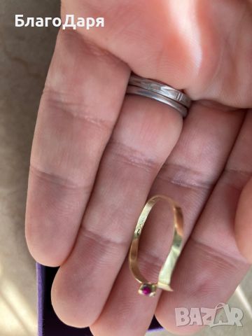 Златен пръстен с рубин, снимка 2 - Пръстени - 45149592