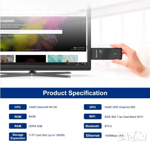 Супер мини PC компютър с Windows 10 pro, MINISFORUM S41 Celeron N4120, снимка 3 - За дома - 52434923