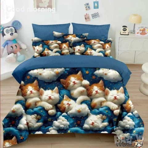 Флорален комплект с ластик, 100% памук 1 бр. х плик за завивка 200 x 230 cm 1 бр. х долен чаршаф , снимка 9 - Спално бельо - 54090365