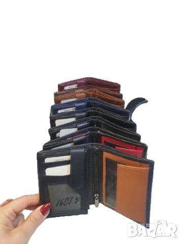 Мъжко портмоне в различни цветове от естествена к., снимка 1 - Портфейли, портмонета - 46411605