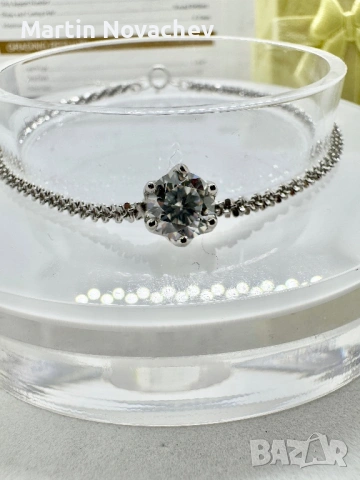 Сребърна гривна с мойсанит (Диамант) 1 карат, снимка 5 - Гривни - 53503196