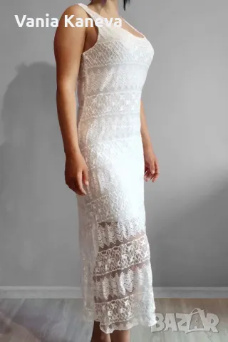 Елегантна рокля  в  розово. Състои се от две части Памучна подплата  и Лек разкошен, снимка 5 - Рокли - 45380838