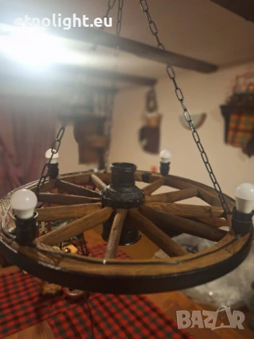 Полилеи от автентични реставрирани колела от каруца , снимка 16 - Полилеи - 40219450