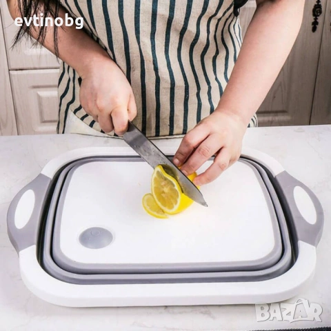 Многофункционална сгъваема дъска за рязане - леген с тапа, снимка 5 - Аксесоари за кухня - 53891287
