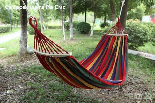 Градински Хамак 🌴🌴 200см Х 80см с Дървени Рейки, снимка 2 - Градински мебели, декорация  - 53714669