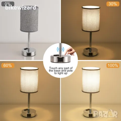 LED нощна лампа със сензорно димиране и USB A+C порт за зареждане НОВА, снимка 4 - Настолни лампи - 50002845