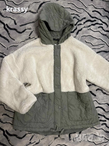 НОВО прходно дамско яке от пух и шушляк с качулка (размер 2ХЛ), снимка 1