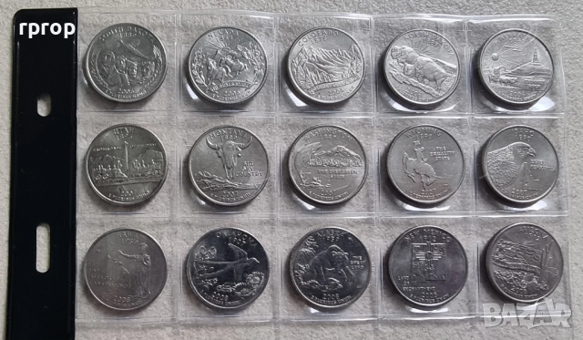 САЩ. 1/4 Американски долари . Quarter . 50 бройки . Пълен комплект. 50 щата., снимка 5 - Нумизматика и бонистика - 46545190