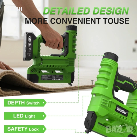 Акумулаторен пистолет за пирони Taskstar 2 в 1, снимка 8 - Такери - 53702496