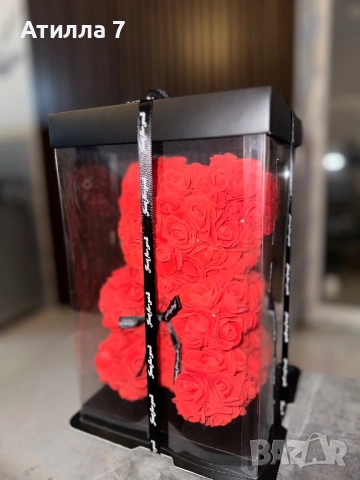 Подаръчно мече с вечни рози и елегантна панделка - идеално за празници, снимка 10 - Подаръци за жени - 52711961