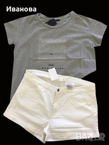 H&M Къси бели памучни дънкови панталонки, снимка 3 - Къси панталони и бермуди - 46007454