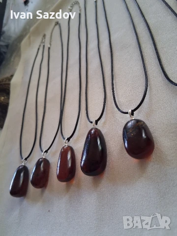 Висулки от кехлибар 'red cherry amber', снимка 4 - Колиета, медальони, синджири - 50729791