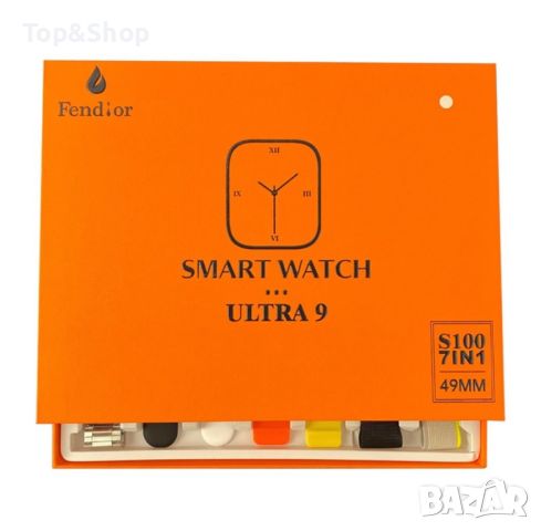 Смарт часовник 2023 New smart watch S100 ultra 7 in 1 strap HD Heart rate exercise fitness tracker r, снимка 2 - Друга електроника - 46400332