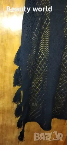 Черен памучен шал 1/2.20 см. , снимка 3 - Шалове - 49700874