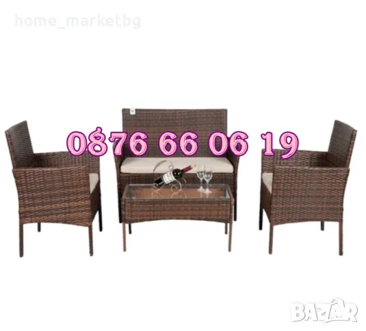 Градински ратанов комплект 4 части /маса, диван и 2 фотьойла/, снимка 5 - Градински мебели, декорация  - 49903492