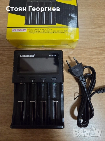 Интелигентно зарядно за батерии Liitokala, LII-PD4, слот за 4 батерии, 2А, Дисплей, черен цвят, снимка 1