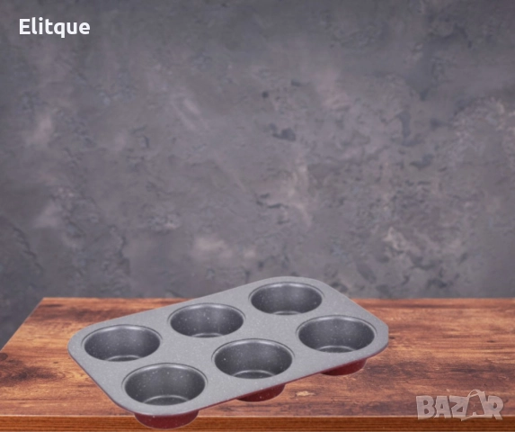 Форма за мъфини, За 6 бр, Мраморно покритие, снимка 3 - Други - 52786789