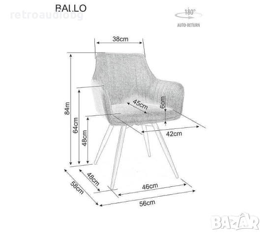  Трапезно кресло БАЛЛО БРЕГО зелена маслина цвят, снимка 4 - Столове - 52750730
