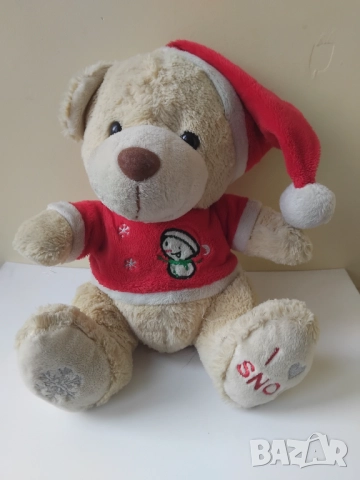 Коледно музикално мече пеещо коледна песен, снимка 4 - Плюшени играчки - 52821679