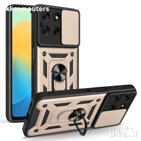 Калъф за Motorola Moto G56 5G с Въртяща се Стойка и Плъзгащо Капаче за Камера - PC + TPU, Военна защ, снимка 5 - Калъфи, кейсове - 53510240