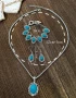 Комплект от 3 части в ретро стил колие, гривна и обеци с мотив тюркоаз , снимка 4