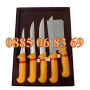 Комплект от професионални месарски ножове и сатър 5 части + подарък брус за заточване, снимка 3