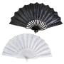 5995 Стилно дамско ветрило за разхлаждане Черно и бяло, снимка 1