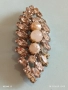 Винтидж Чешка брошка с кристали и перли 42385, снимка 7