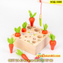 Детска дървена игра - сортер с моркови, въдица и червеи с вградени магнити - КОД 3586