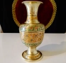 Бронзова ваза с красив цветен клетъчен емайл. , снимка 1