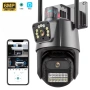Двойна IP WiFi камера 6MP с 2 лещи, въртяща се, нощно виждане, ICSee, снимка 1
