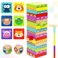 COOLJOY Дървена падаща кула за деца 3+, Игри за подреждане, снимка 1 - Образователни игри - 45063805