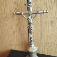 Предвоенен месингов стоящ кръст, 1890 г.стар бронзов масивен кръст разпятие ХРИСТОС, снимка 9 - Колекции - 45142276