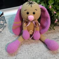 Плетена играчка Заек-Беби 2, Плетени, ръчно изработени, прекрасен подарък, снимка 1 - Плюшени играчки - 38319031